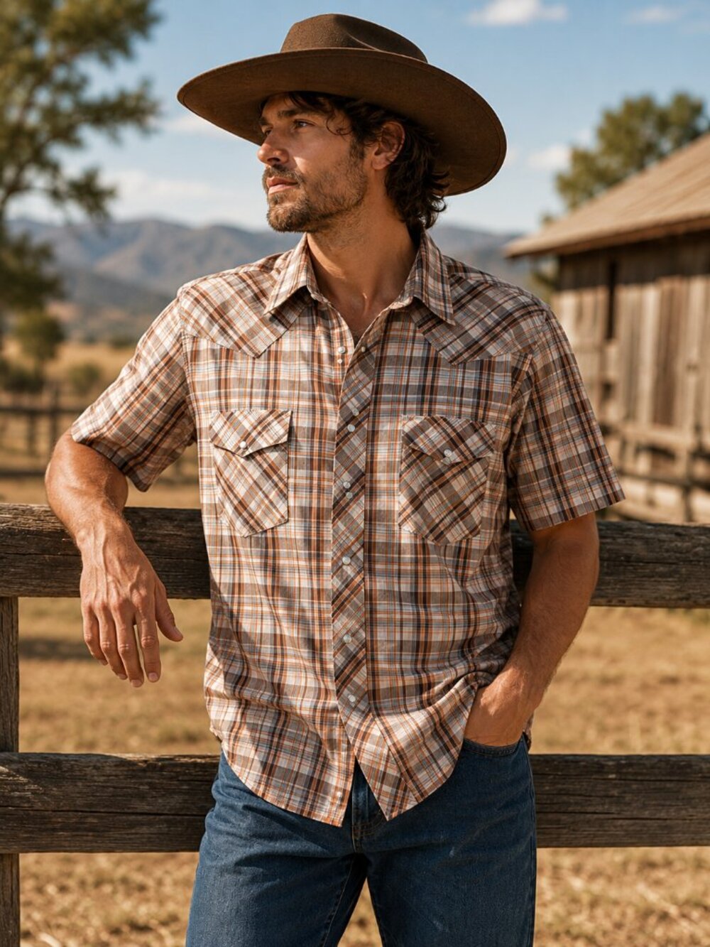 Vintage Wrangler Western Pearl Snap Plaid Shirt XL Cowboy Rodeo Ranchwear